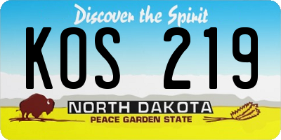 ND license plate KOS219