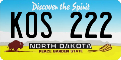 ND license plate KOS222