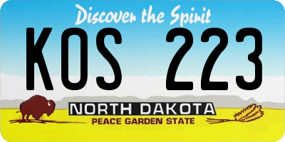ND license plate KOS223