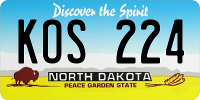 ND license plate KOS224