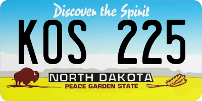ND license plate KOS225