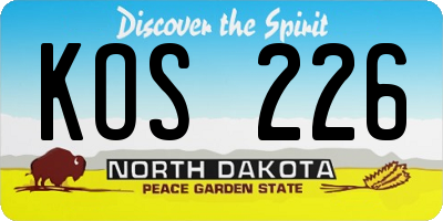 ND license plate KOS226