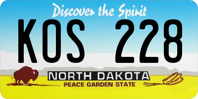 ND license plate KOS228