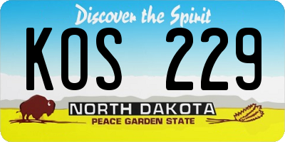 ND license plate KOS229