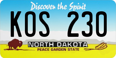 ND license plate KOS230