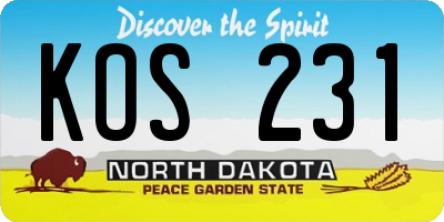 ND license plate KOS231