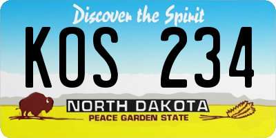ND license plate KOS234