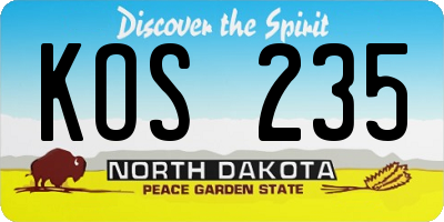 ND license plate KOS235