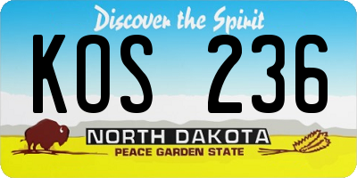 ND license plate KOS236