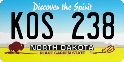 ND license plate KOS238
