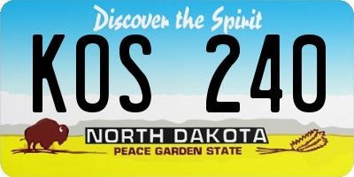 ND license plate KOS240