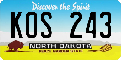 ND license plate KOS243