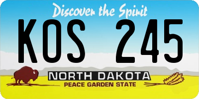 ND license plate KOS245