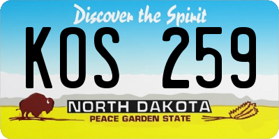 ND license plate KOS259