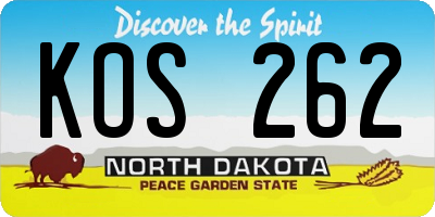 ND license plate KOS262
