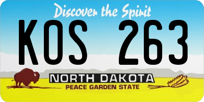 ND license plate KOS263