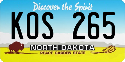 ND license plate KOS265