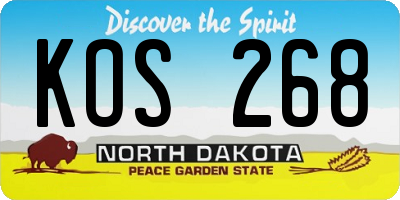 ND license plate KOS268