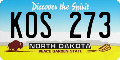 ND license plate KOS273