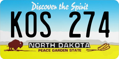ND license plate KOS274