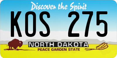 ND license plate KOS275