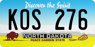 ND license plate KOS276