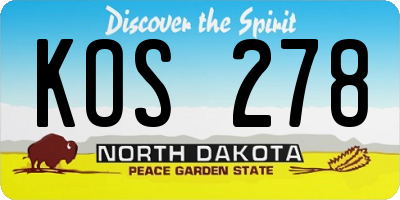 ND license plate KOS278