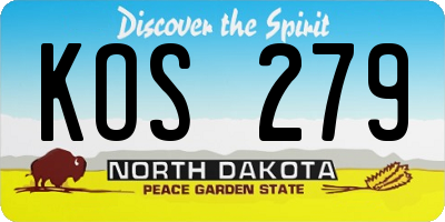 ND license plate KOS279