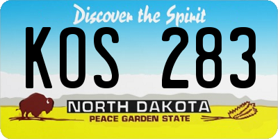 ND license plate KOS283
