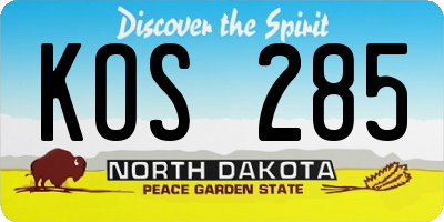 ND license plate KOS285
