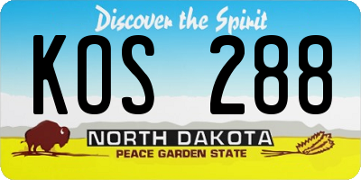 ND license plate KOS288
