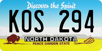 ND license plate KOS294