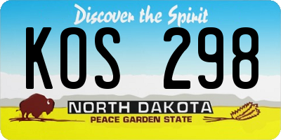 ND license plate KOS298