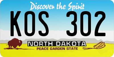 ND license plate KOS302