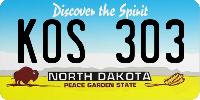 ND license plate KOS303