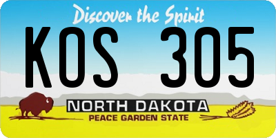 ND license plate KOS305