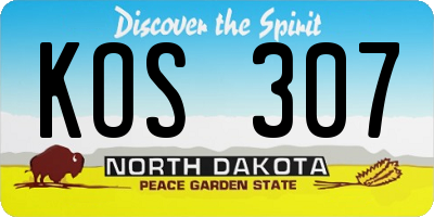 ND license plate KOS307