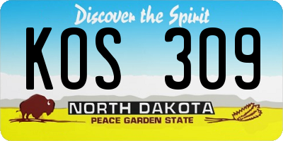 ND license plate KOS309