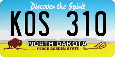 ND license plate KOS310