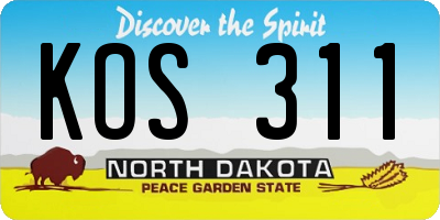 ND license plate KOS311