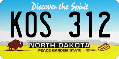 ND license plate KOS312