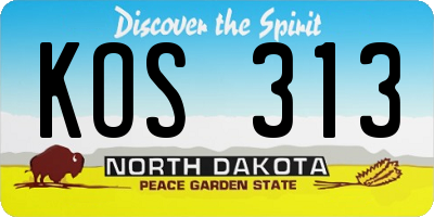 ND license plate KOS313