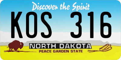 ND license plate KOS316