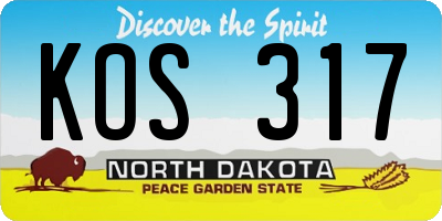 ND license plate KOS317