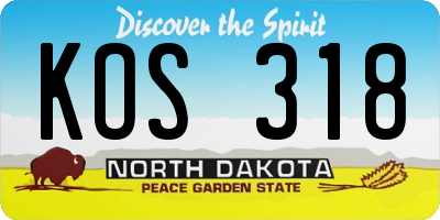 ND license plate KOS318