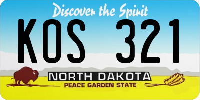 ND license plate KOS321