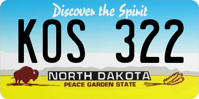 ND license plate KOS322