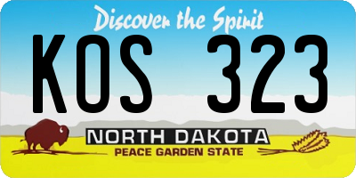 ND license plate KOS323