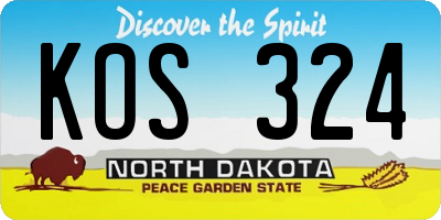 ND license plate KOS324