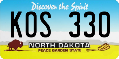 ND license plate KOS330